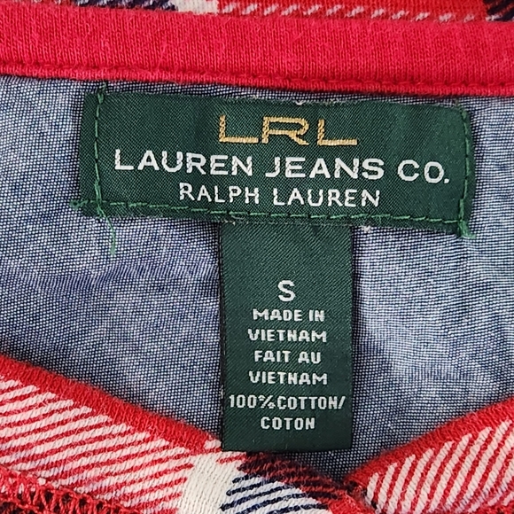 LAUREN JEANS CO. red plaid henley top small - Picture 6 of 10
